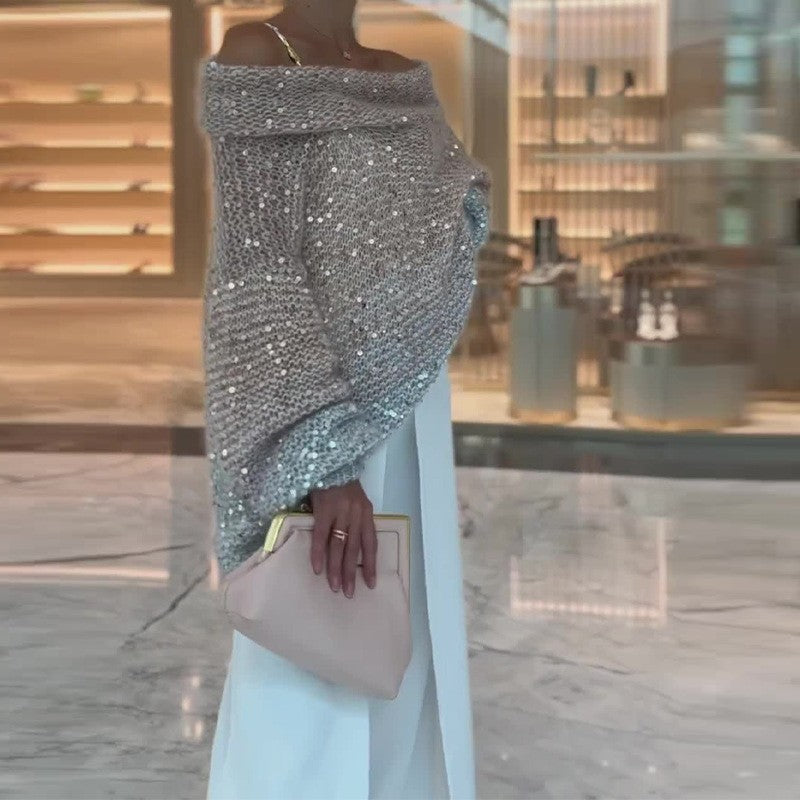 Marianne / Pull Manteau tricoté à paillettes