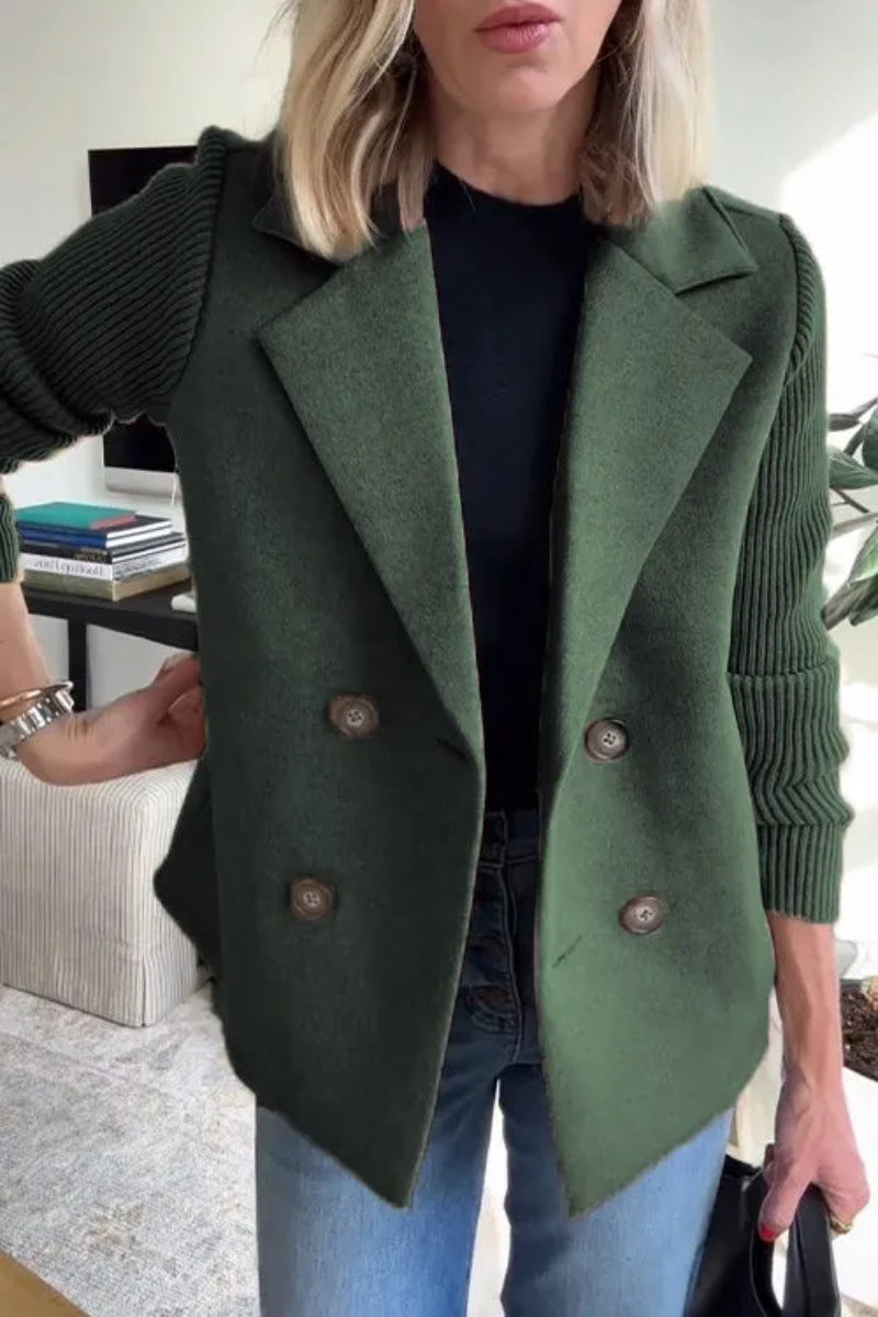 Manteau en laine décontracté avec col de costume pour femme