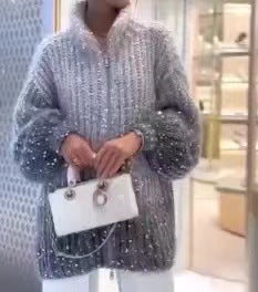 Marianne / Pull Manteau tricoté à paillettes