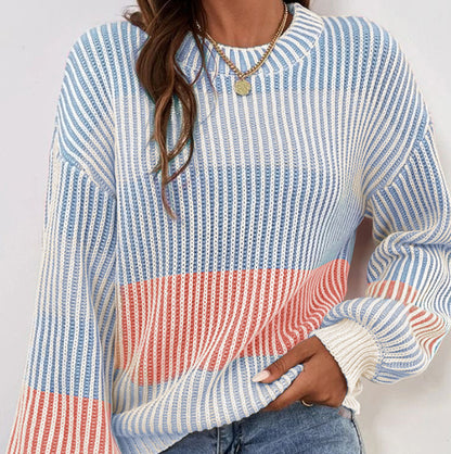 Pull décontracté à Col Rond et Chaud pour Femme