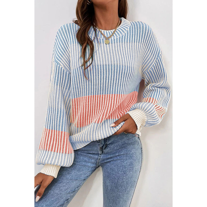 Pull décontracté à Col Rond et Chaud pour Femme