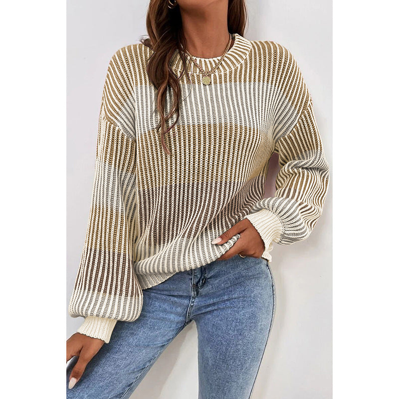 Pull décontracté à Col Rond et Chaud pour Femme