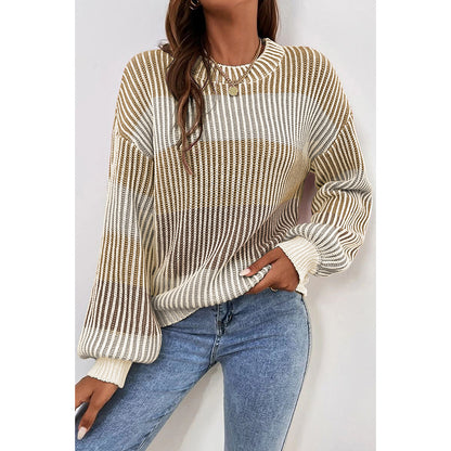 Pull décontracté à Col Rond et Chaud pour Femme