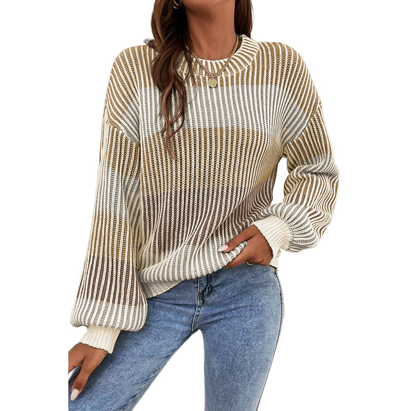 Pull décontracté à Col Rond et Chaud pour Femme