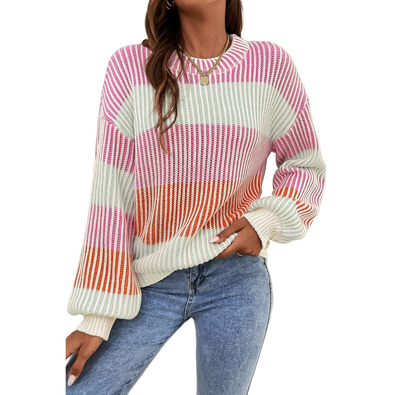 Pull décontracté à Col Rond et Chaud pour Femme