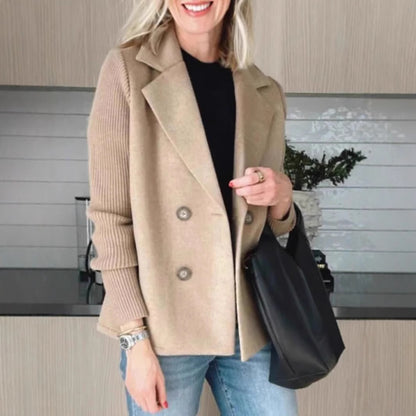 Manteau en laine décontracté avec col de costume pour femme