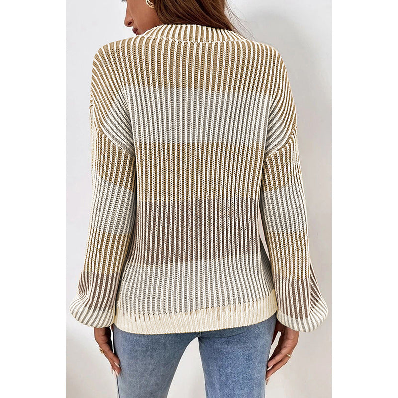 Pull décontracté à Col Rond et Chaud pour Femme