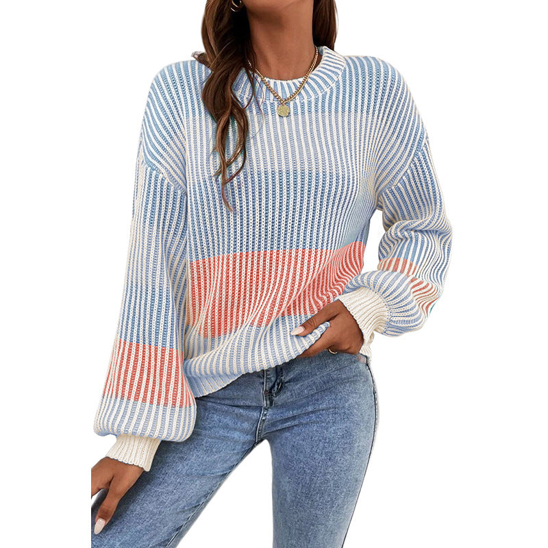 Pull décontracté à Col Rond et Chaud pour Femme